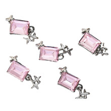 5pcs Fashionable Nail Embellishments in a Unique Rectangle-Pink