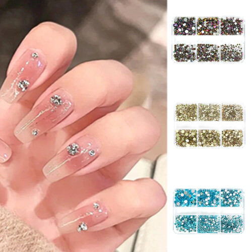 6 Grids 3D Crystal Diamond Nail Art Decorations-phantom purple 2