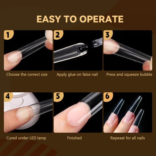 Durable Clear Gel Nails Nail DIY Art Extensions Suitable for-08 1
