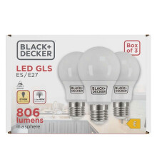 Black + Decker GLS 7.3W 806lm E27 (ES) 2700K (Warm White) 3pk