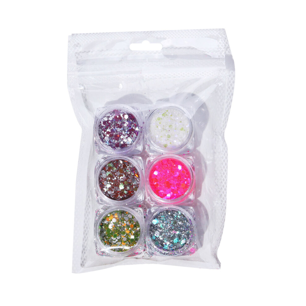 6 Colors Nails Glitter Powder Sparkling Diamond Nail Powder Nail