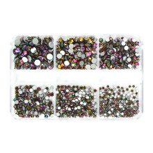 6 Grids Flatback Nail Rhinestones Mini Diamond-colorful flames