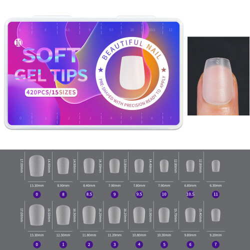 420PC Matte Nail Tips Extension System Full Cover Fake-Style 10
