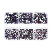 6 Grids 3D Crystal Nails Jewelry DIY Manicure-lotus purple