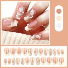 Medium Square Press on Nails Wearable Bow False Nails-C21A 11