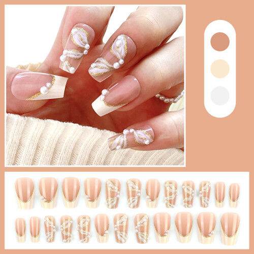 Medium Square Press on Nails Wearable Bow False Nails-C21A 11