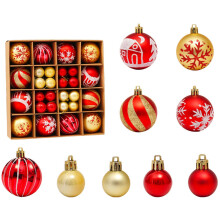 44 Piece Christmas Baubles Set, Plastic Matt Shiny Christmas Tree Baubles, Plastic Christmas Tree Decoration  Christmas Tree Decorations (Red  Gold)