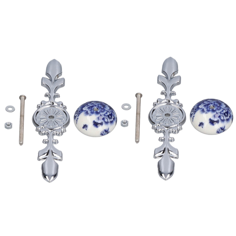 2Pcs Ceramic Cabinet Handles Blue & White 4.1Cm Knobs For Doors 9411357866392