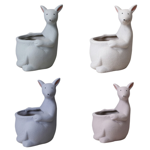 Nordic Kangaroo Shape Ceramic Succulent Planter Animal-white 1
