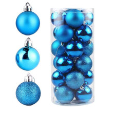 Pack of 24 Christmas Baubles, Blue, 4 cm Tree Ornaments