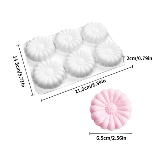 6-Cavity Flower Shape Silicone Mold Mousse Cake Mold DIY Baking 2