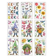 9 vellen opvallende stickers raamkleef dubbelzijdige bloem- en