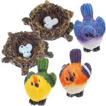 5 Sets Mini Kunstmatige Bid Figurines En Nest Voor Poppenhuis