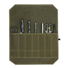 Knife Roll with 7 Slots Waxed Canvas Bag Green