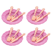 1 Set Mini Geschirrset Mit Teller Und Besteck Für Puppenhausdekoration