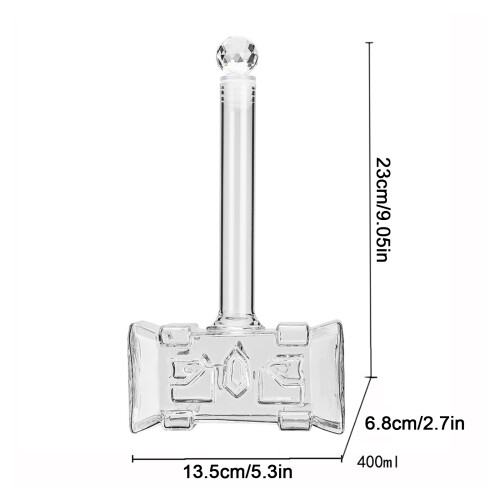 3D Hammer Shaped Decanter 400ml Glass Whiskey and Wine Decanter 1