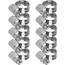 Schlauchschellen-Set (10–16 mm), 10 Stück verstellbare Schlauchschellen aus Edelstahl 304 mit Schneckenantrieb für Schläuche, Rohre, Kfz- und