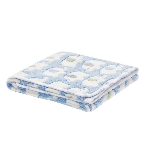 Reusable Coral Velvet Blanket for Large Medium-M blue elephant