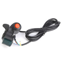 Acelerador digital para bicicleta elétrica com visor de voltagem, controle universal por polegar com monitoramento de bateria em tempo real para