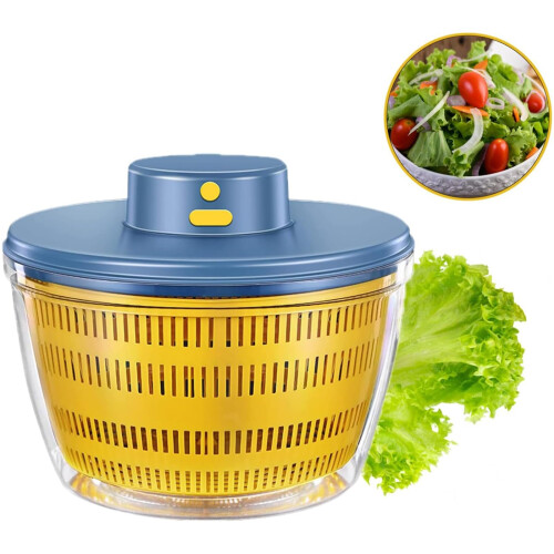 USB Wireless 4000 ml Salad Spinner Dehydrator, Salad Bowl, Quick Drainage, Blue
