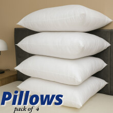 Deluxe Super Bouncy 4x Hollowfibre Pumped Pillows, Anti-Allergenic Extra Filled Deep Sleep Bed Pillows Size 50x75cm.