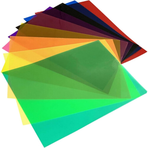 A4 Coloured Film Sheets, 10 Assorted Primary Colours Ref: 1228 1
