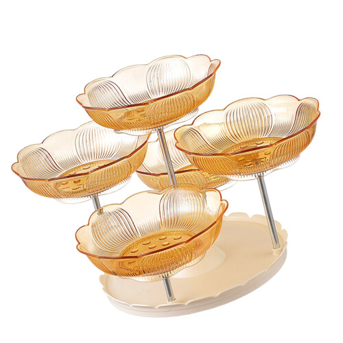 Multilayer Rotating Display Stand Cakes Snacks and Fruits-brown