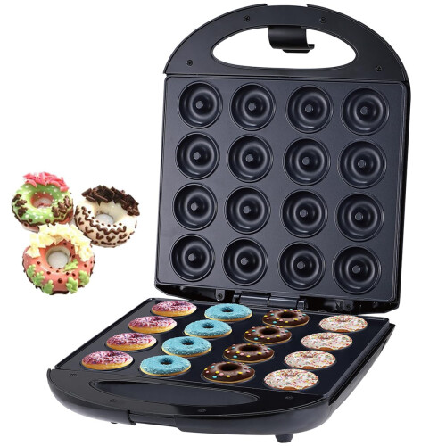 SK08002 1400W Donut Maker, Mini Doughnut Maker for 16 Mini Doughnuts, NonStick Coating, Automatic Temperature Control, BPAFree
