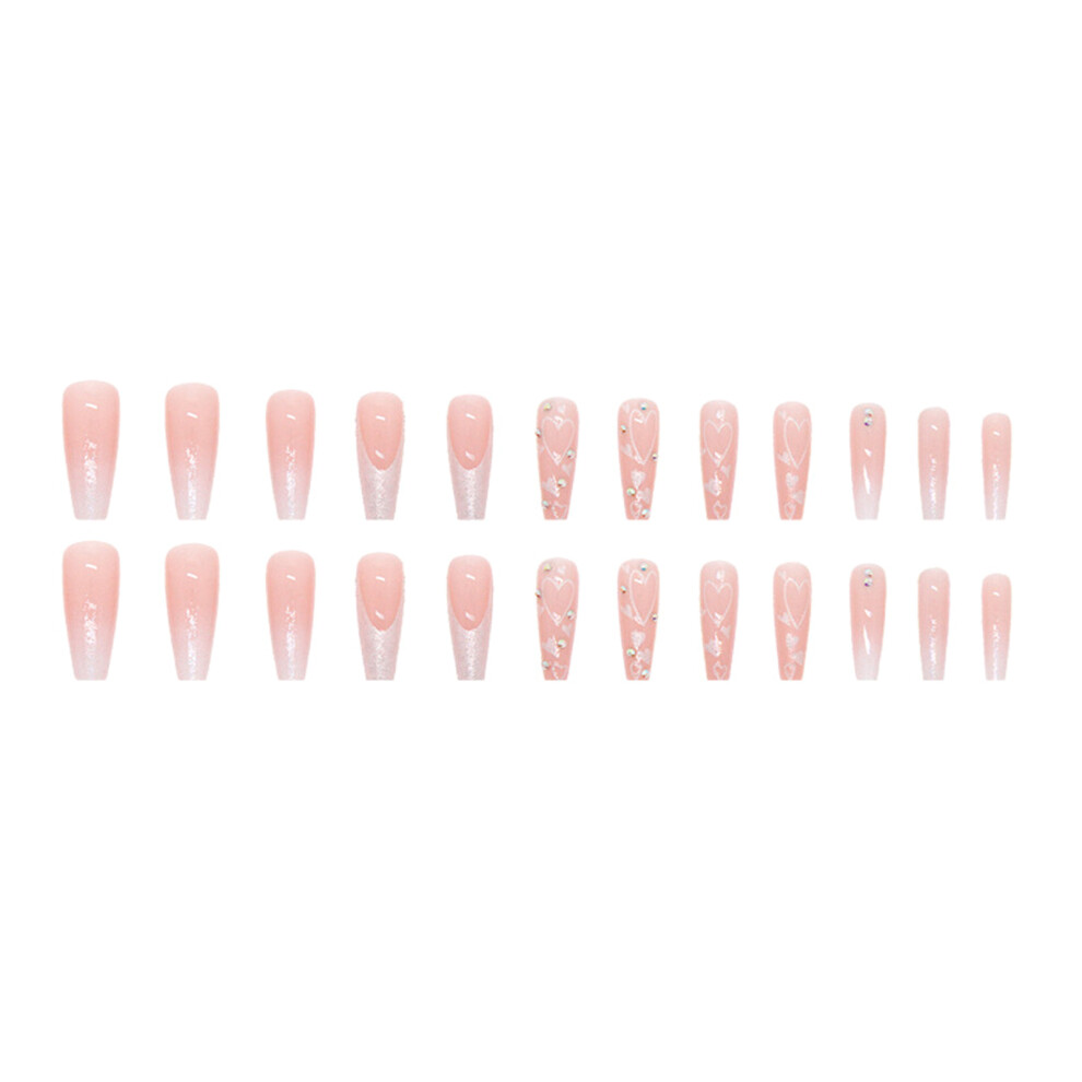 24Pcs Nude Pink Press on Nails Long Fake Nails Full Cover Stick