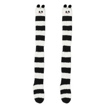2 Pairs Long Coral Fleece Socks Stripe Stockings Student