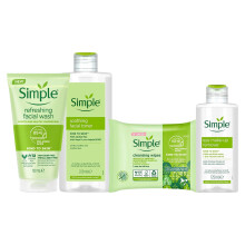 Simple Bundle of Eye Makeup Remover, Wipes, Facial Gel & Toner