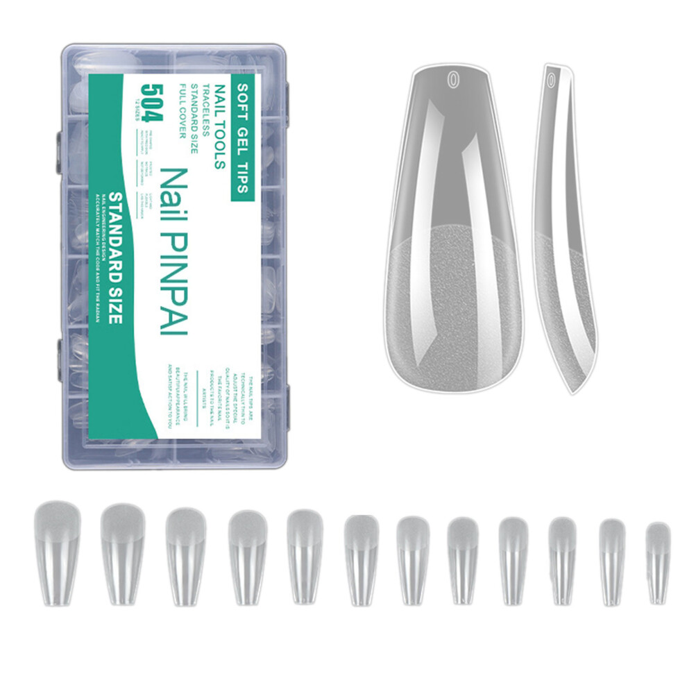 504Pcs Pre Etched Matte Fake Nail Tips Soft Gel Nail Tips 12-2