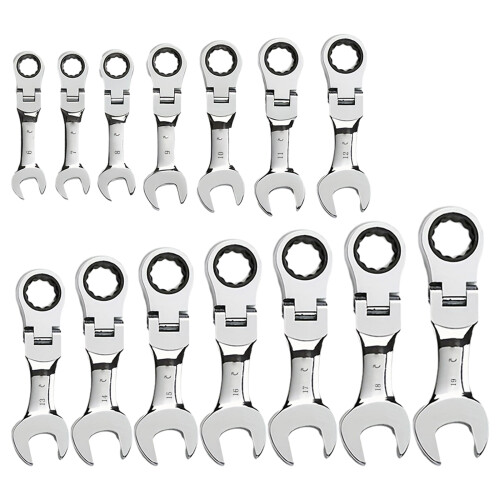 Hand Combination Wrench Spanner Tools 72Tooth Short Handle-17mm 1
