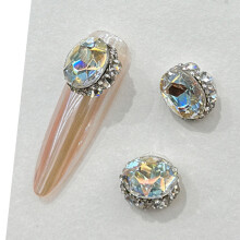 3D Nail Art Charms with Rhinestones,Metal Nail-cognac white