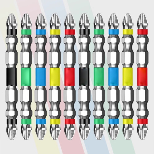 10Pcs Magnetic Cross Bit Set Impact Double Head Hardness-100mm 2