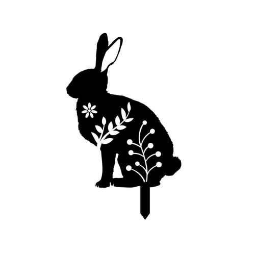 Acrylic Stakes Garden Black Rabbit Silhouette Stake-Style D