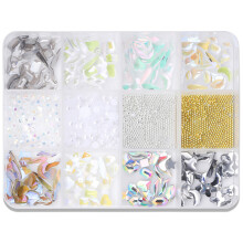 12 grilles 3D nœuds breloques pour ongles forme mixte-SZSP07