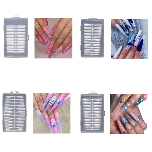 240x Clear Nail Tips Long False Nails Tips Artifical Fingernails Manicure Decor 01 1