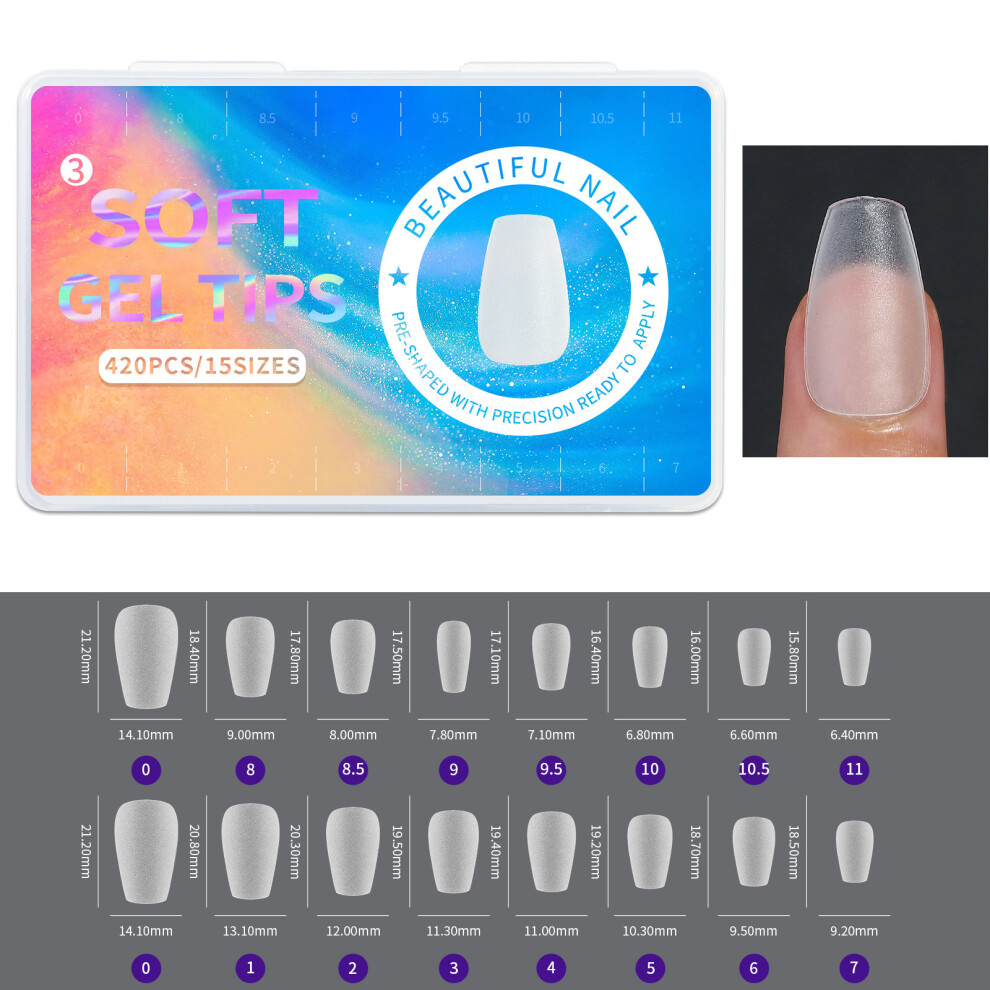 420pcs Frosted False Nails Press on Nails Coffin-Style 3