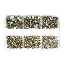 6 Grids Elegant Rhinestones 3D Nail Art Crystal-Mine gold