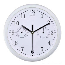 Outdoor clock home accessories alarm clock silent round with hygrometer for bathroom, terrace, and pool area silver Ref: 1340