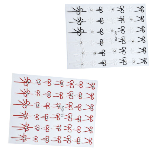 Get Creative with Small Bow Nail Stickers DIY-1 black 1 red