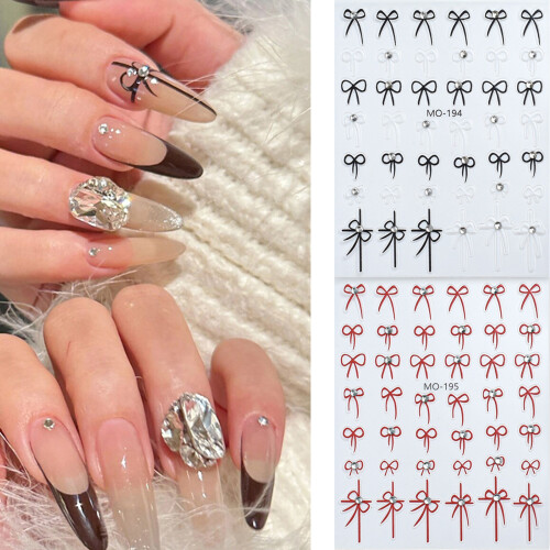 Get Creative with Small Bow Nail Stickers DIY-1 black 1 red 2