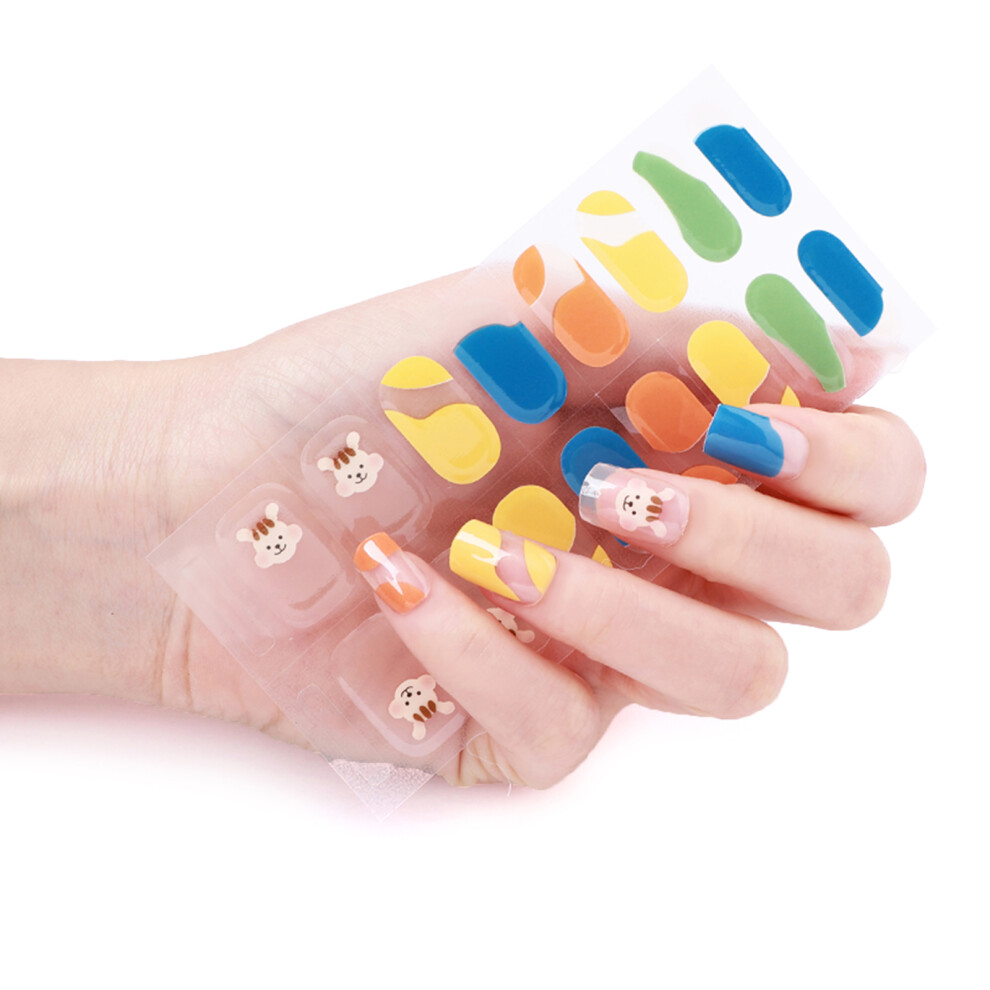16Pcs Self-Adhesive Gel Nail Sticker Gel Nail Strips Full-198