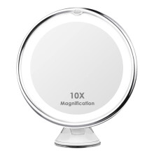 Elegante accessorio per la cura della persona: specchio ingranditore con luce, ingrandimento 10X, rotazione a 360 gradi, compatto e portatile,
