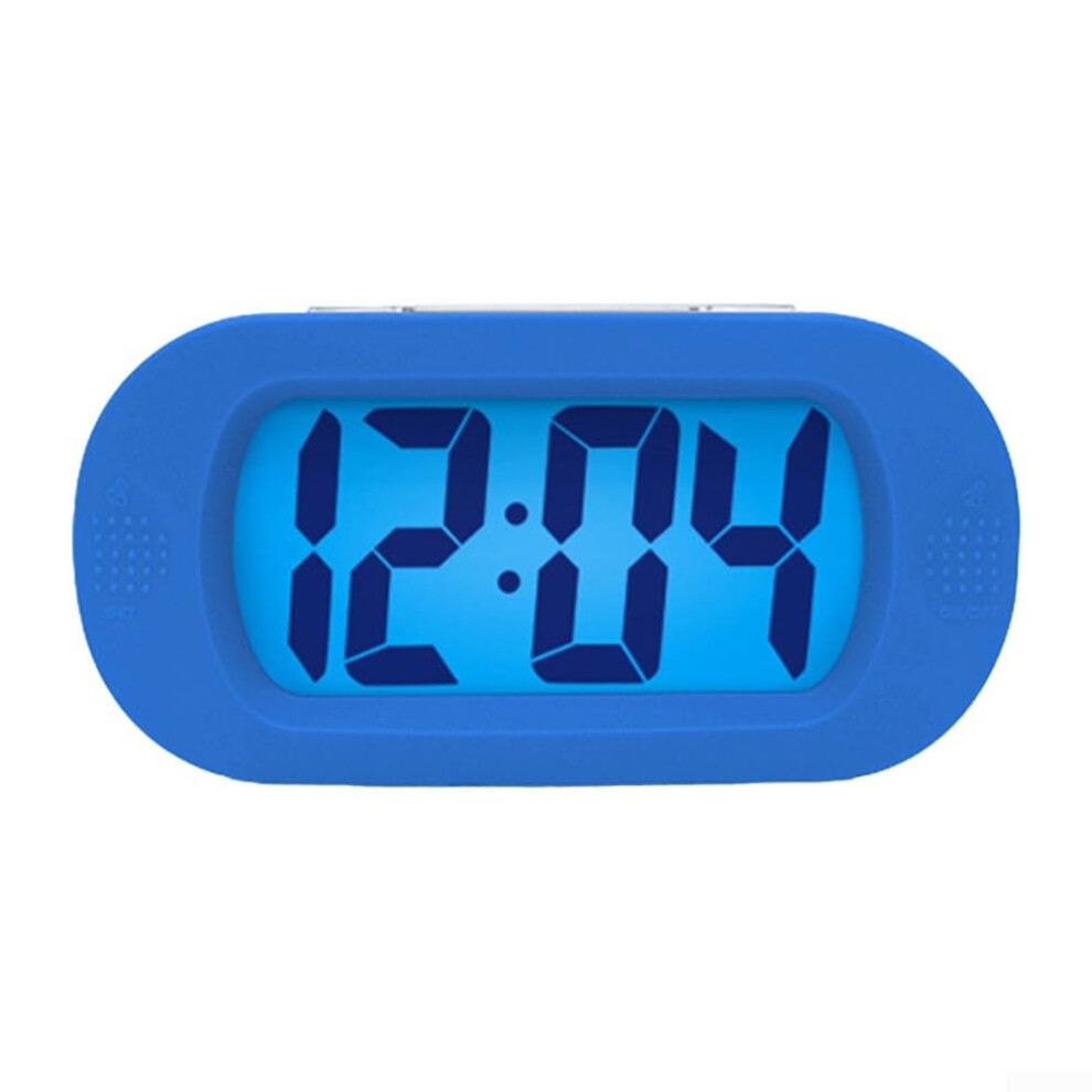 Digital Alarm Clock With Snooze And Night Light, Travel Bedside Clock, Large LCD Display, Blue, For Kids And Adults