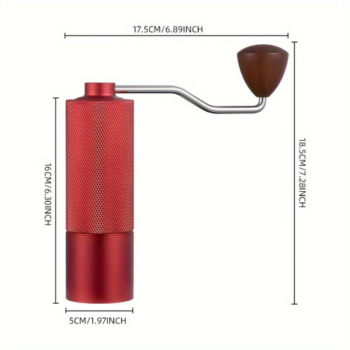 (red rhinestone pattern grinder five stars) 1pc High Quality Handheld Coffee Grinder, with Internal Digital Adjustable Setting