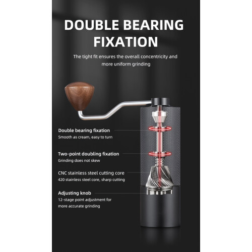 (red rhinestone pattern grinder five stars) 1pc High Quality Handheld Coffee Grinder, with Internal Digital Adjustable Setting 2