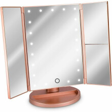 Lighted Makeup Mirror for Dressing Table, Rechargeable with 4x AAA Batteries or USB Cable, Elegant Rose Gold Finish
