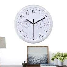 Outdoor clocks wall clocks with hygrometer Garden Silent alarm for living room, terrace, pool, deck Silver Ref: 1405